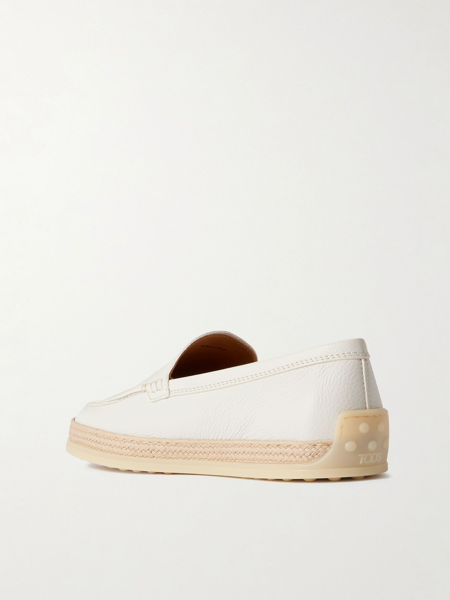 Raffia-trimmed leather loafers White - 3
