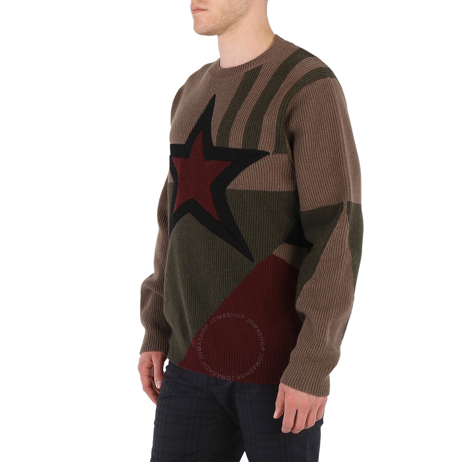 Burberry Men's Khaki Star Intarsia Wool Sweater - 2