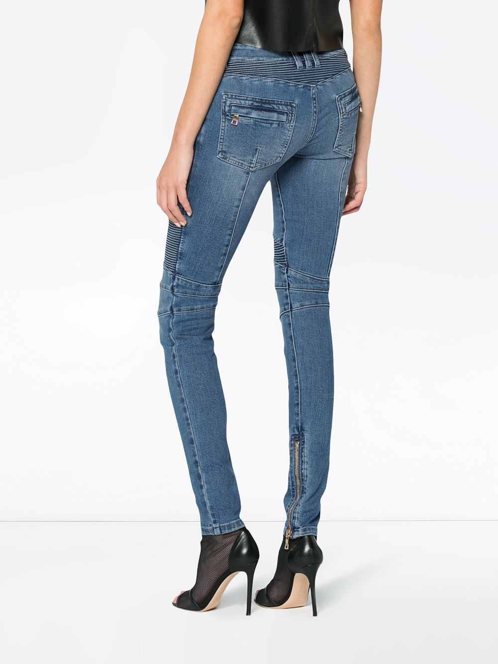 Blue Moto Skinny Jeans - 4
