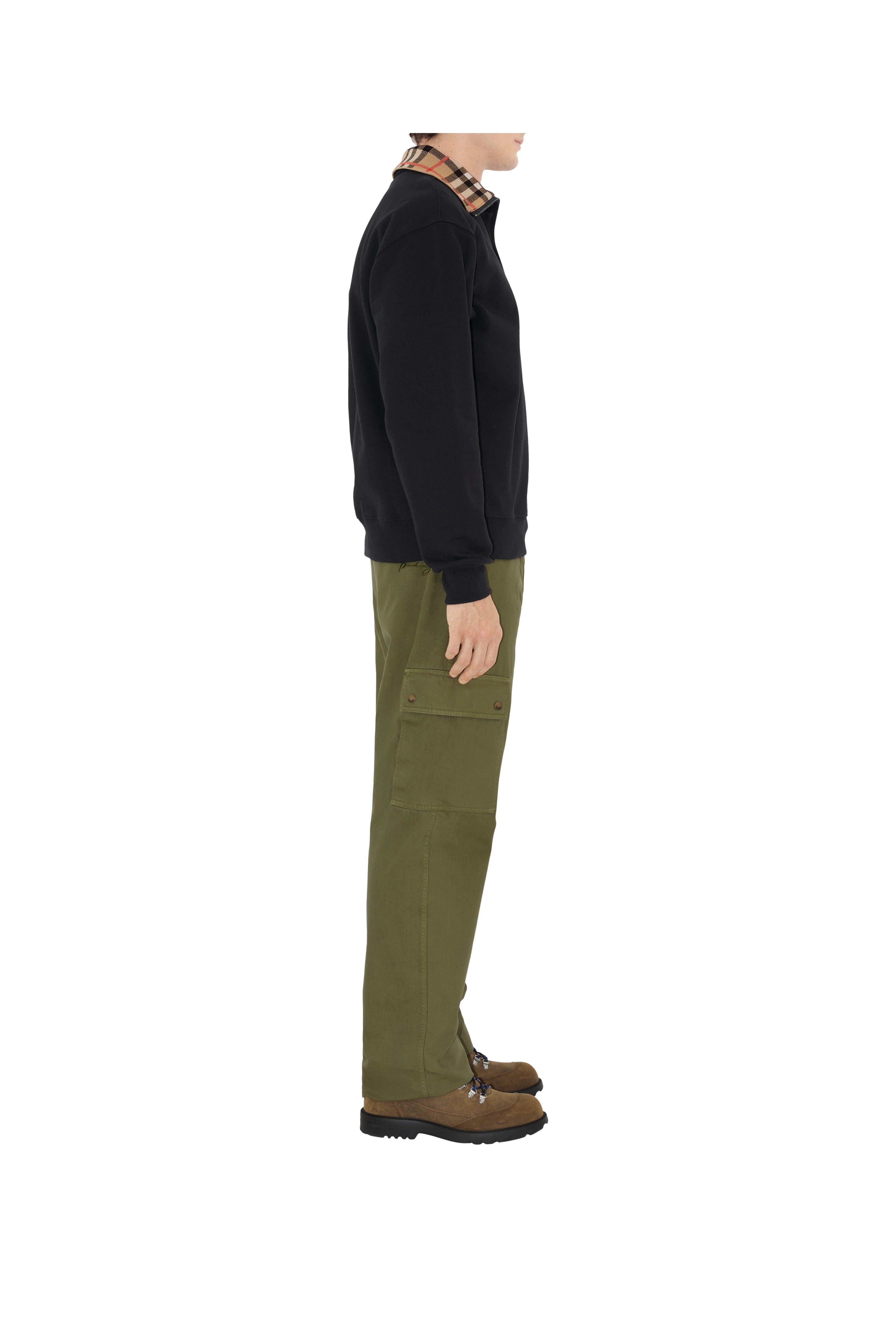 burberry Check Collar Cotton Half-zip Sweatshirt in Black at Nordstrom - 3