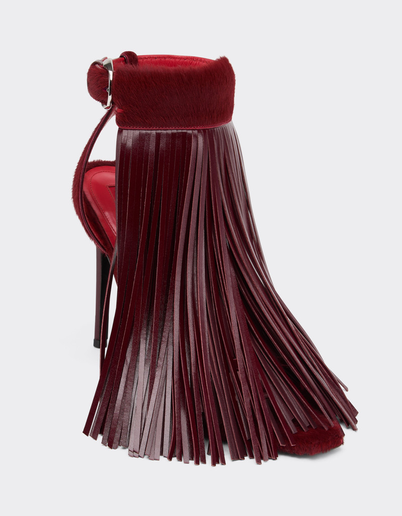 Leather and cowhide sandals with fringes 6