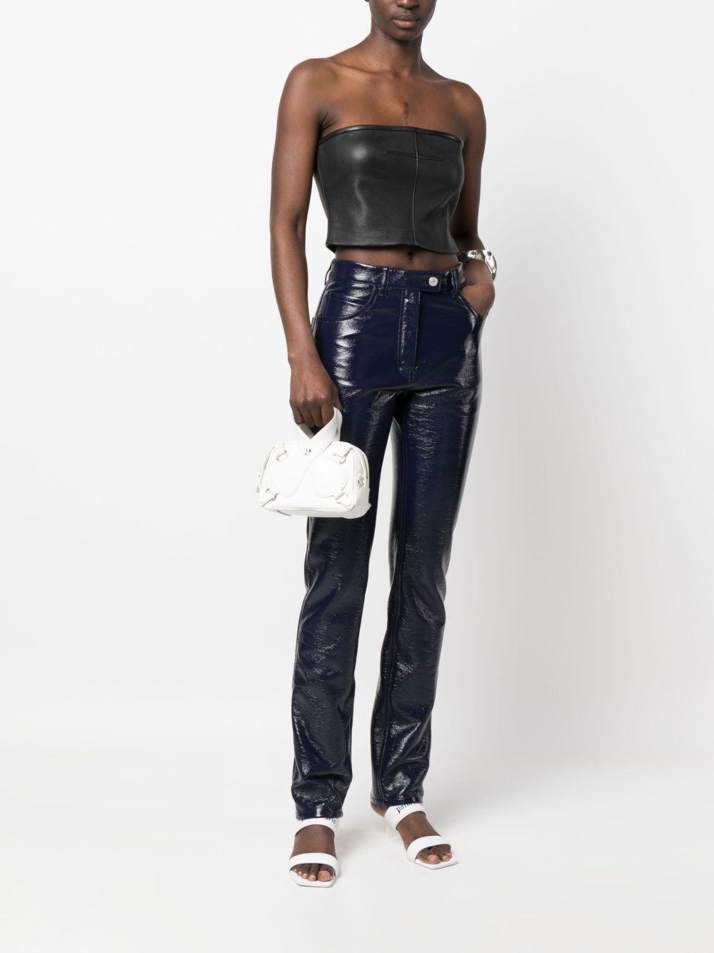 straight-leg vinyl trousers - 2