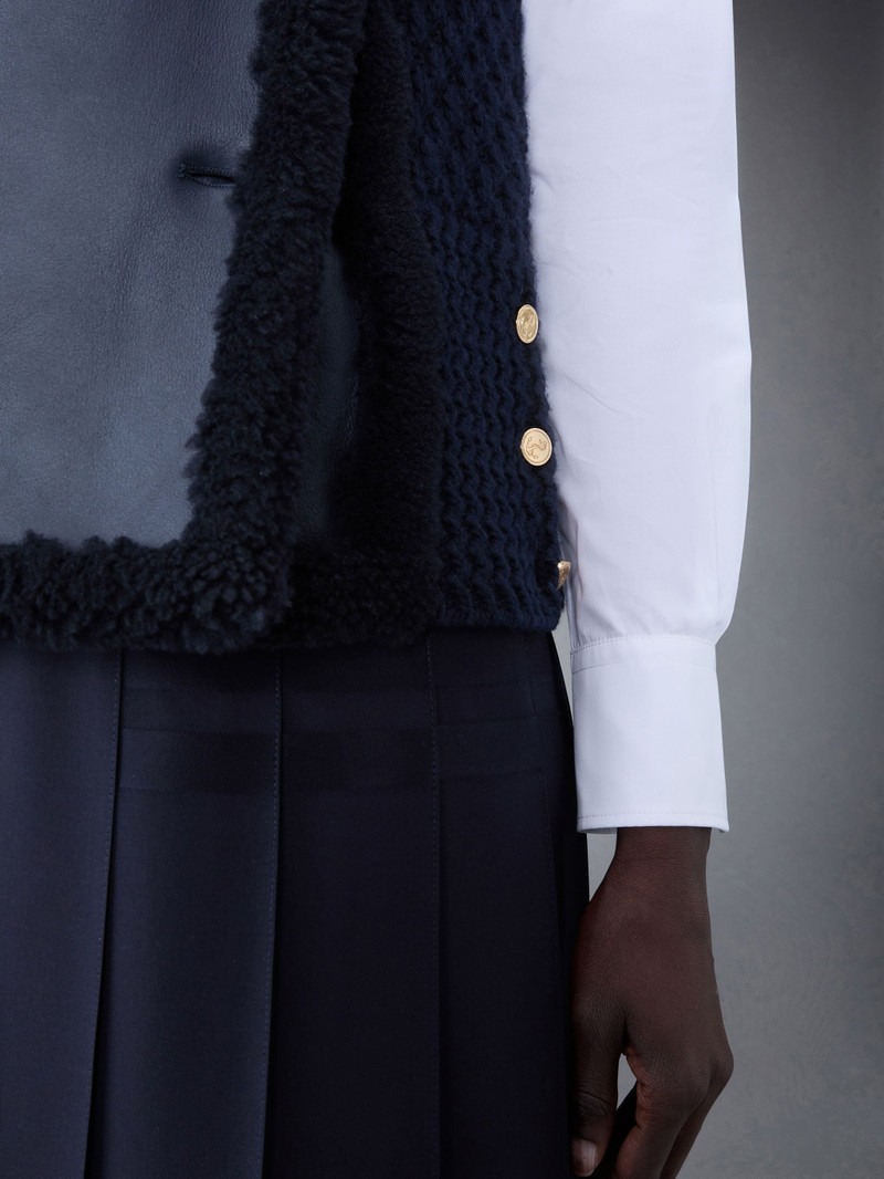 Textured Wool and Shearling 4-Bar Combo Vest 6