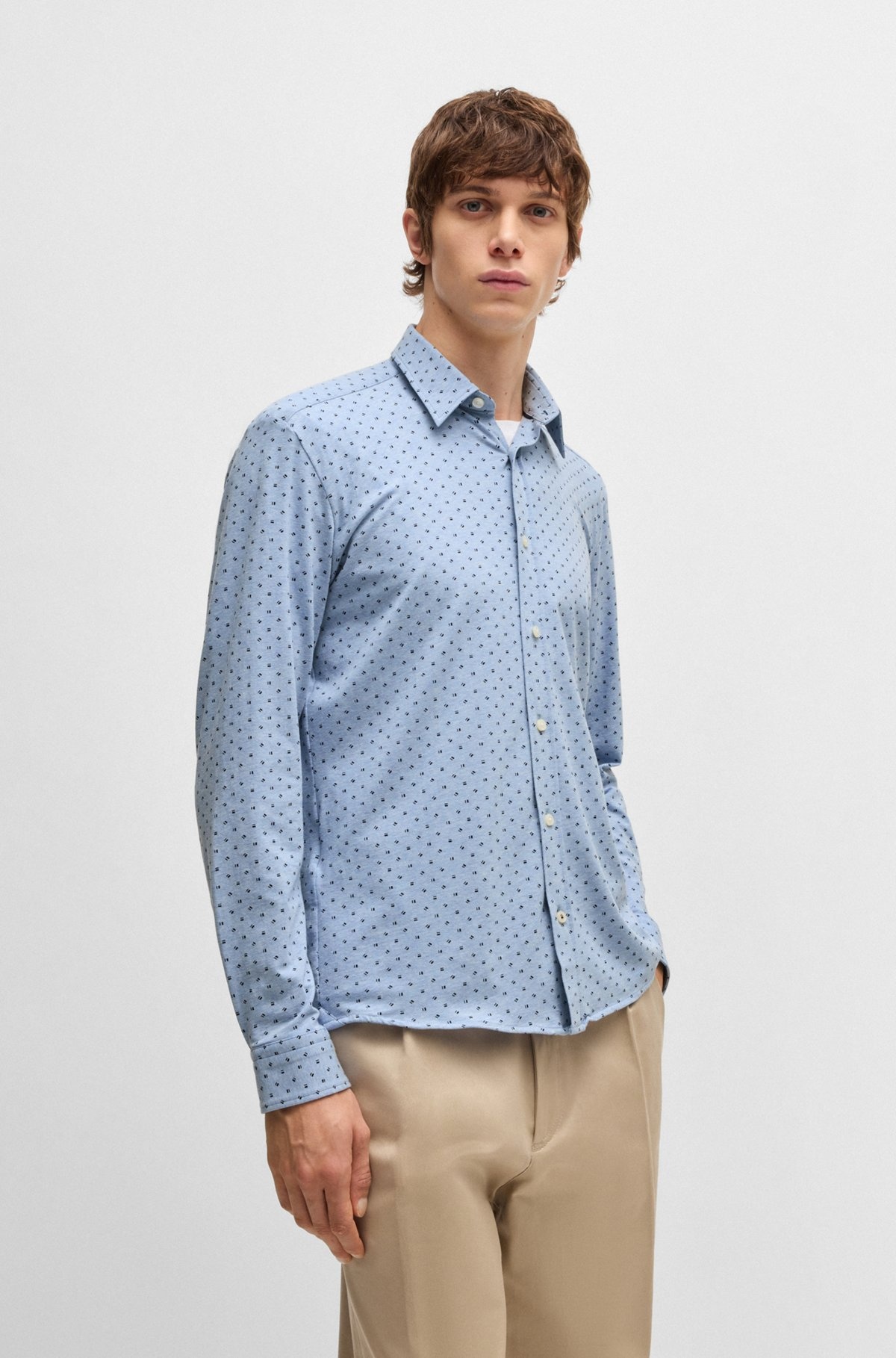 SLIM-FIT SHIRT IN PRINTED STRETCH-COTTON JERSEY - 2
