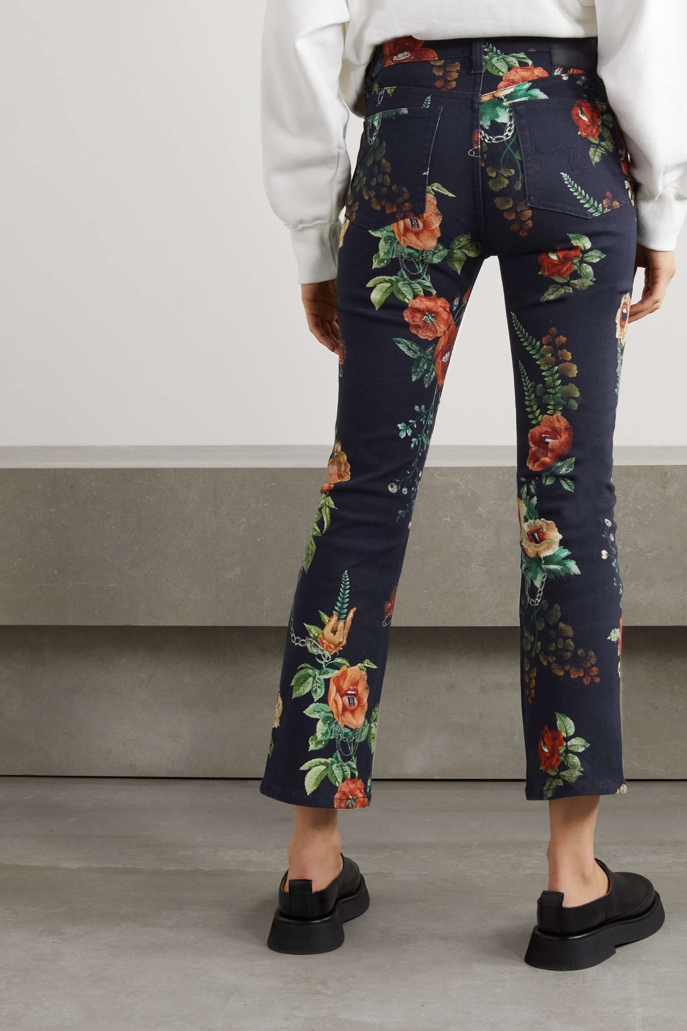 Kick Fit floral-print mid-rise flared jeans - 4