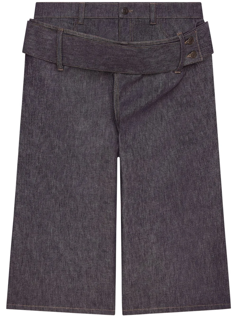 double-belted denim shorts - 1