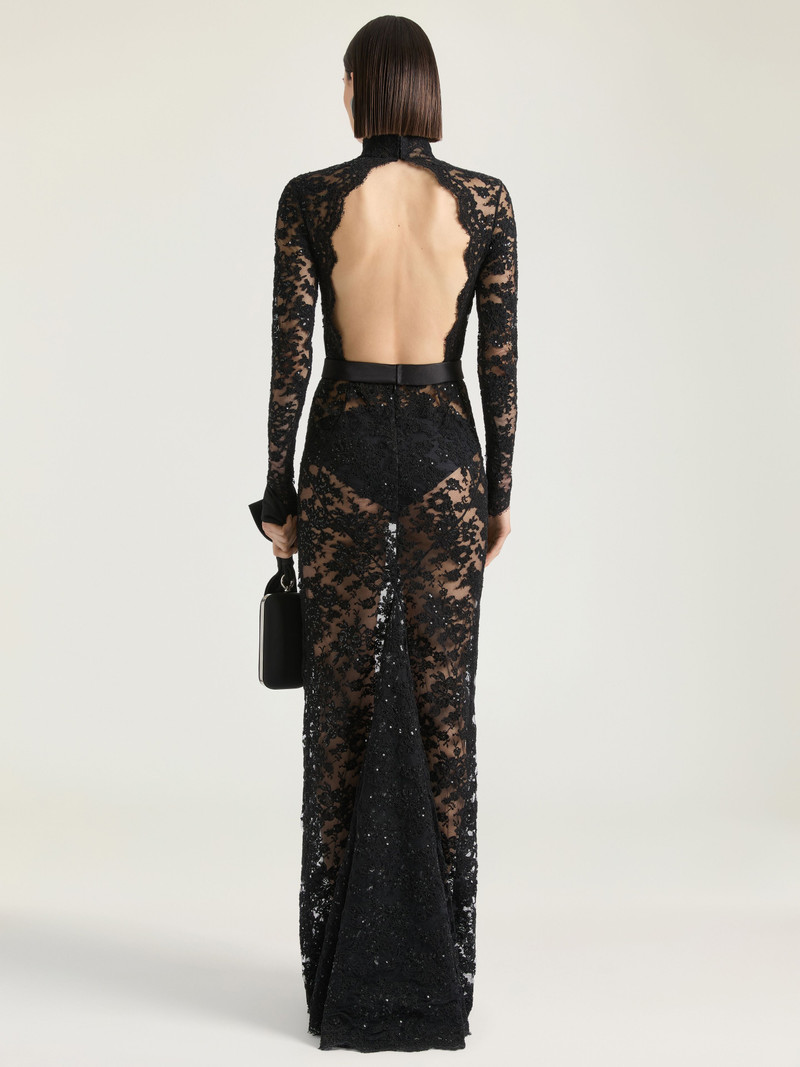 LONG EVENING DRESS IN FLORAL LACE AND SEQUINS 3