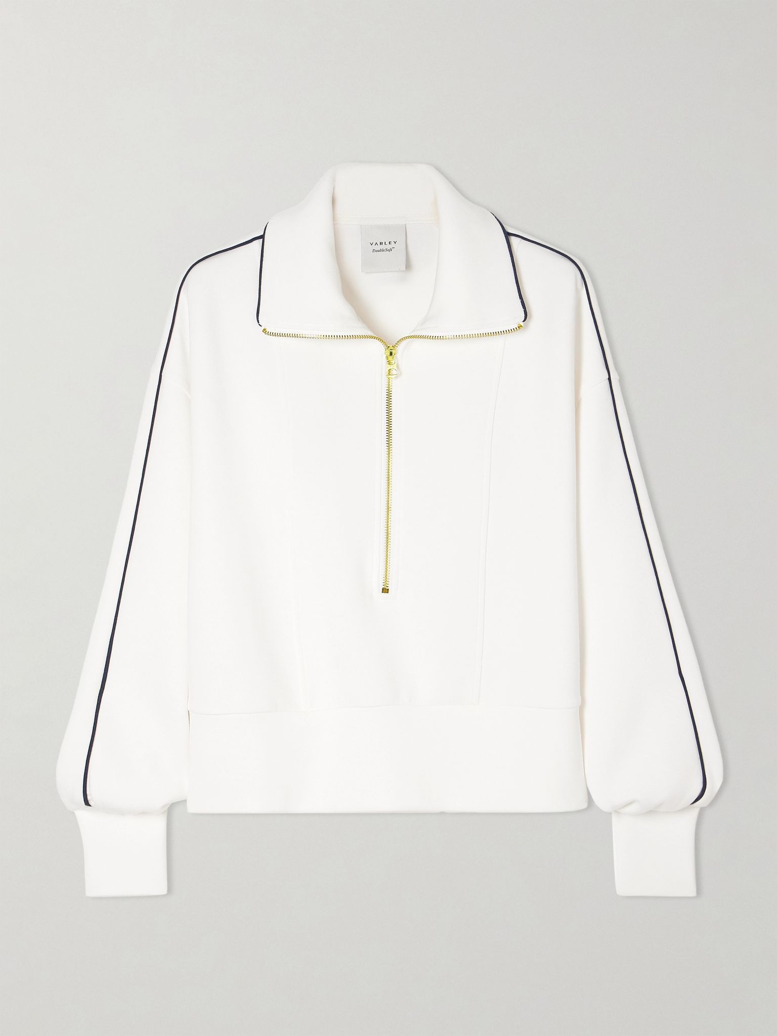 Davenport piped stretch-jersey half-zip sweatshirt White - 1