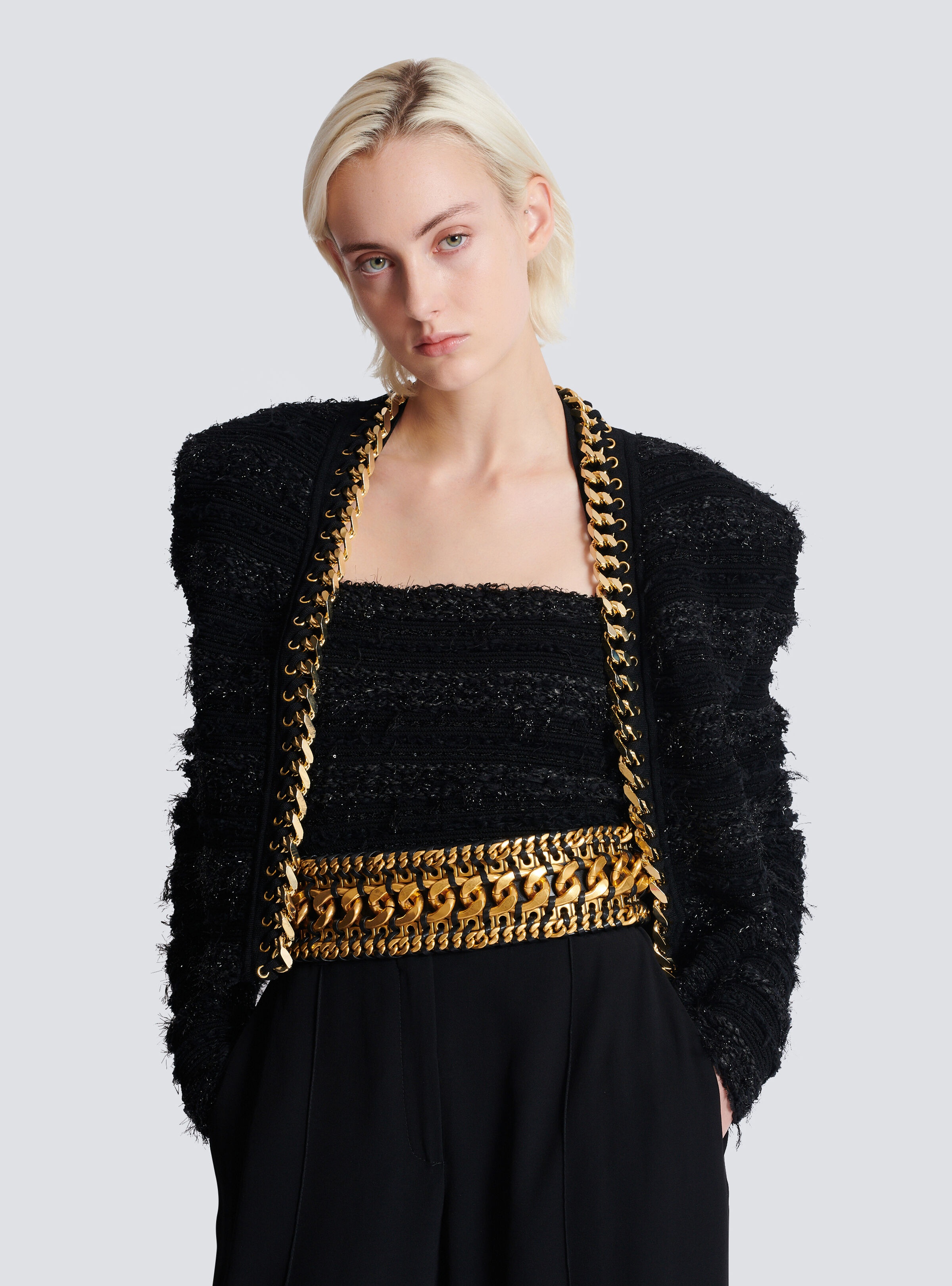 Wide waist belt in braided chains and leather - 2