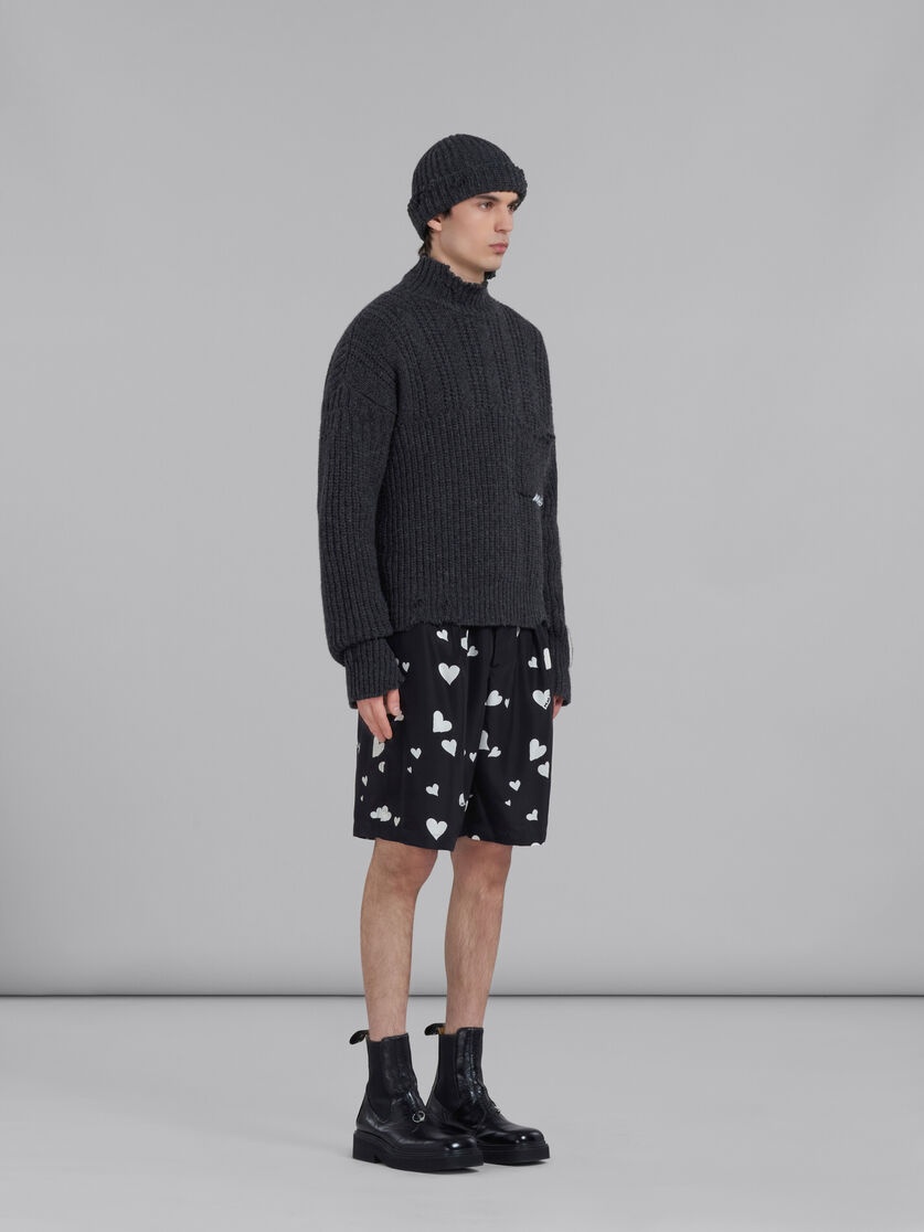 GREY VIRGIN WOOL JUMPER WITH NIBBLED HEM - 5