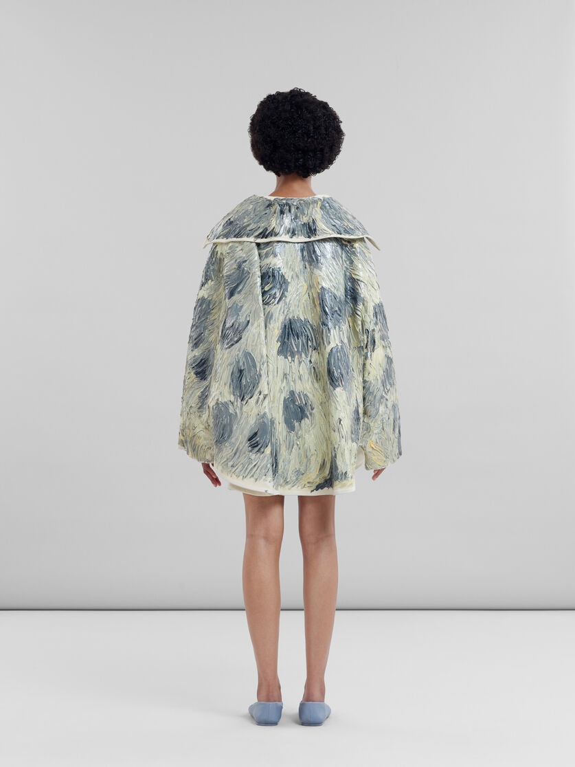 HAND-PAINTED LIGHT YELLOW LEATHER CAPE - 3