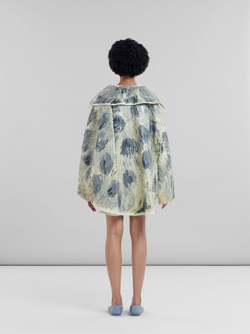 HAND-PAINTED LIGHT YELLOW LEATHER CAPE 3