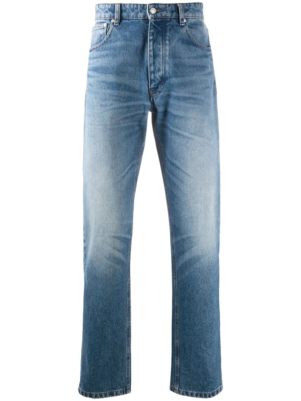 straight-leg mid wash jeans - 1