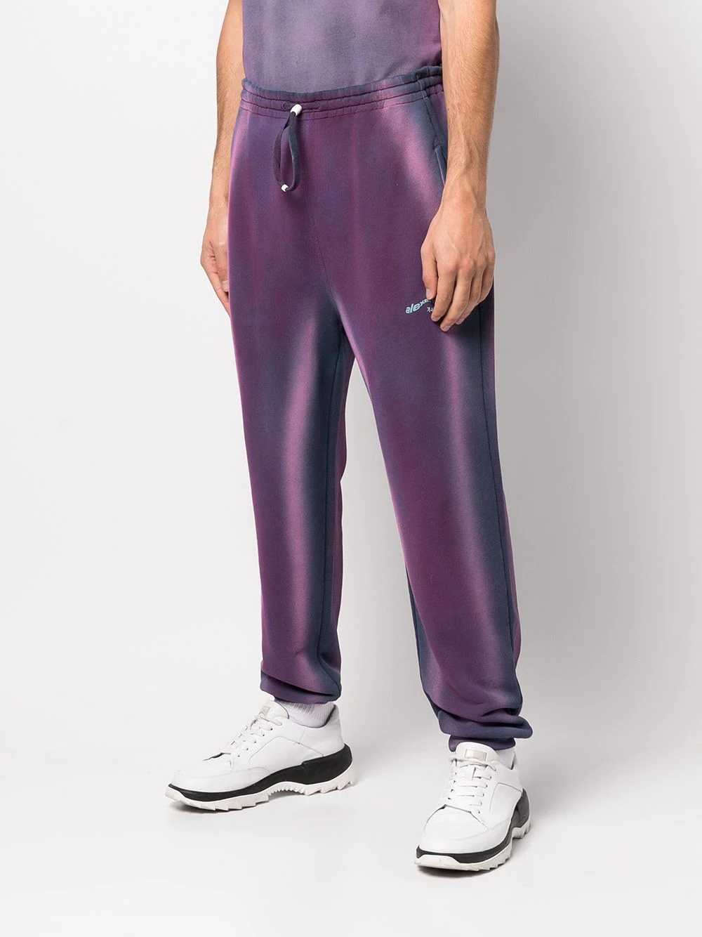 acid-wash drawstring track pants - 4