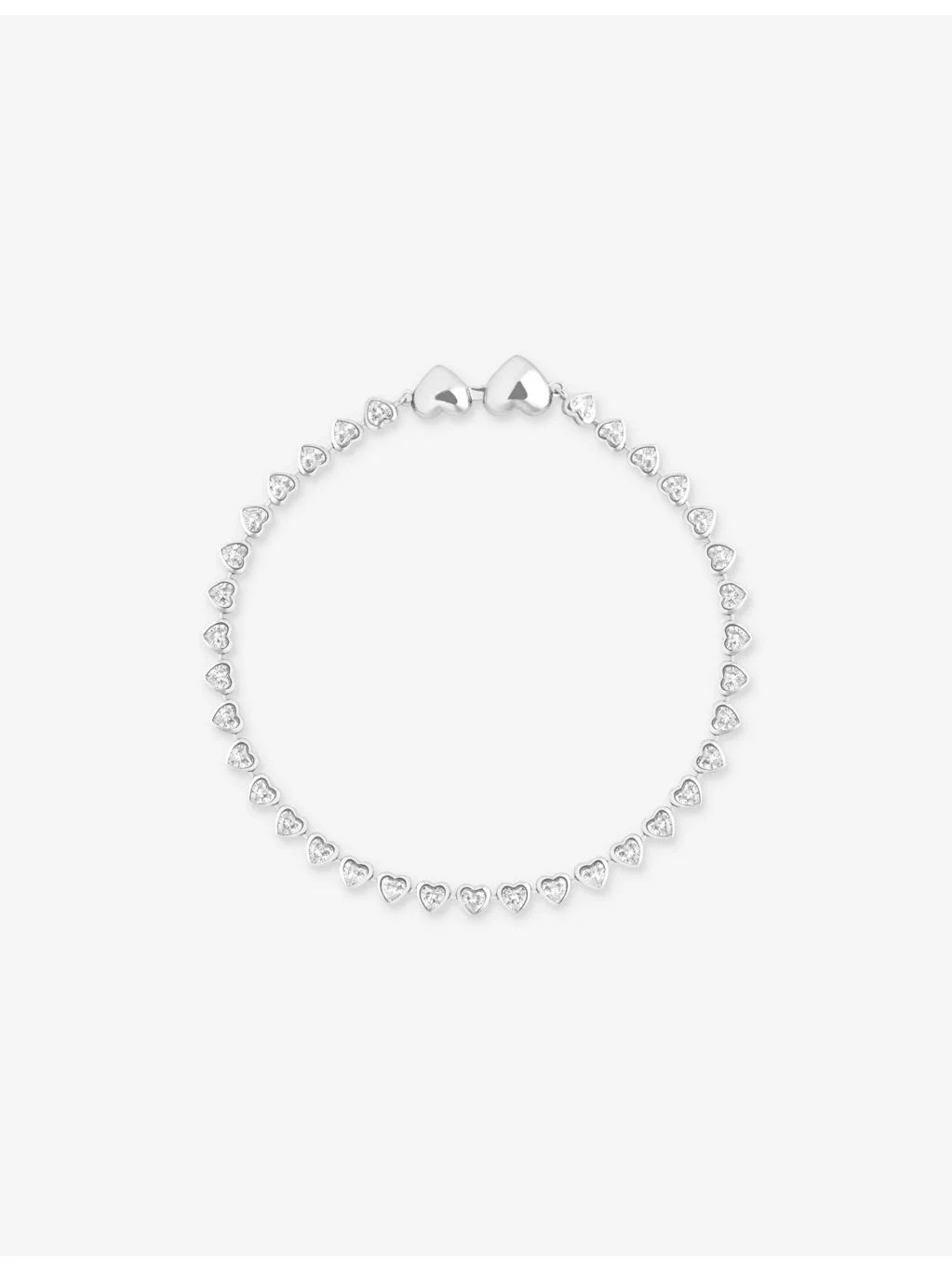Bezel Heart Rhodium-Plated Brass And Cubic Zirconia Tennis Bracelet - 1