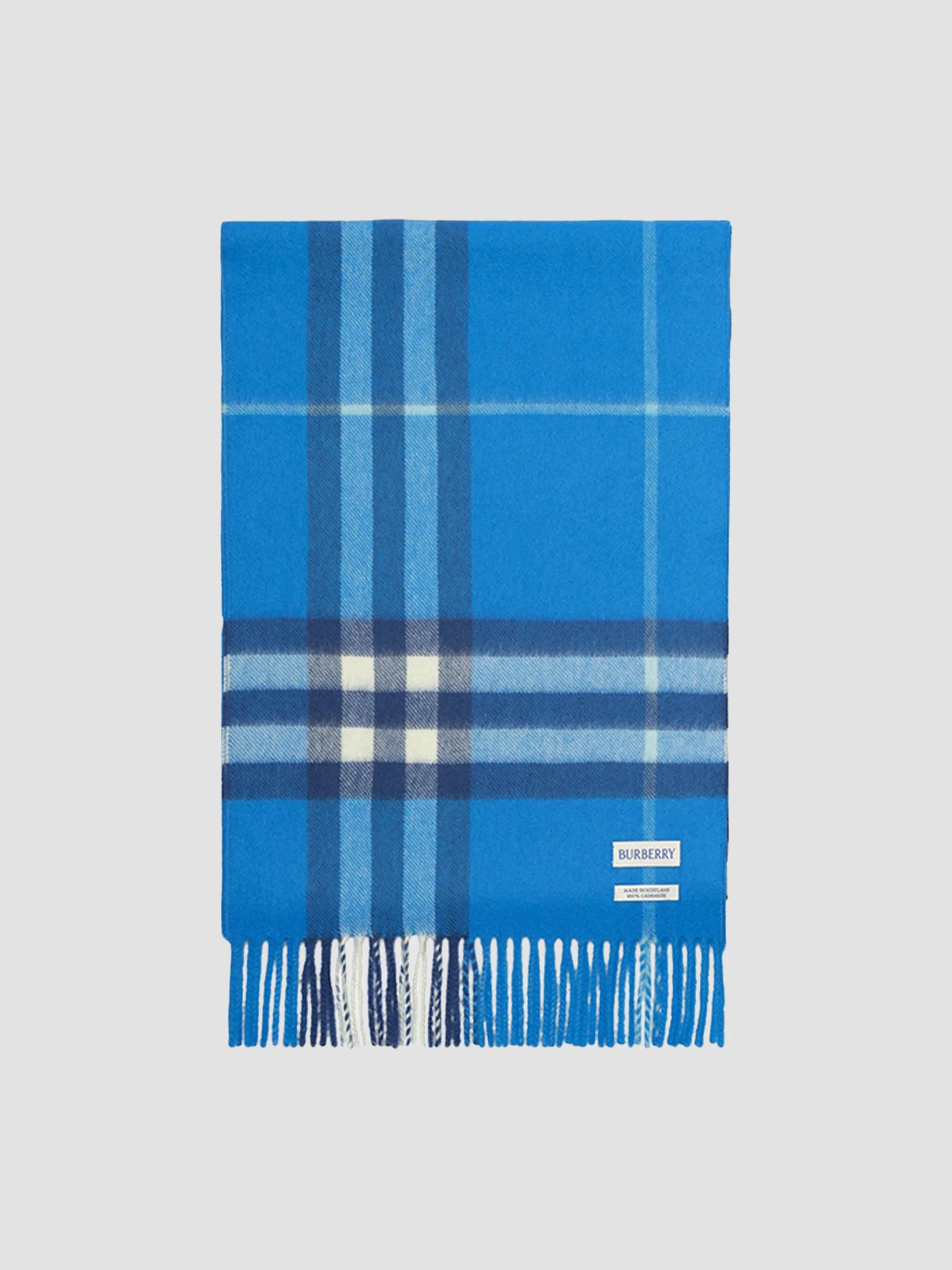 Men's Check Cashmere Scarf - Lido Blue - 1