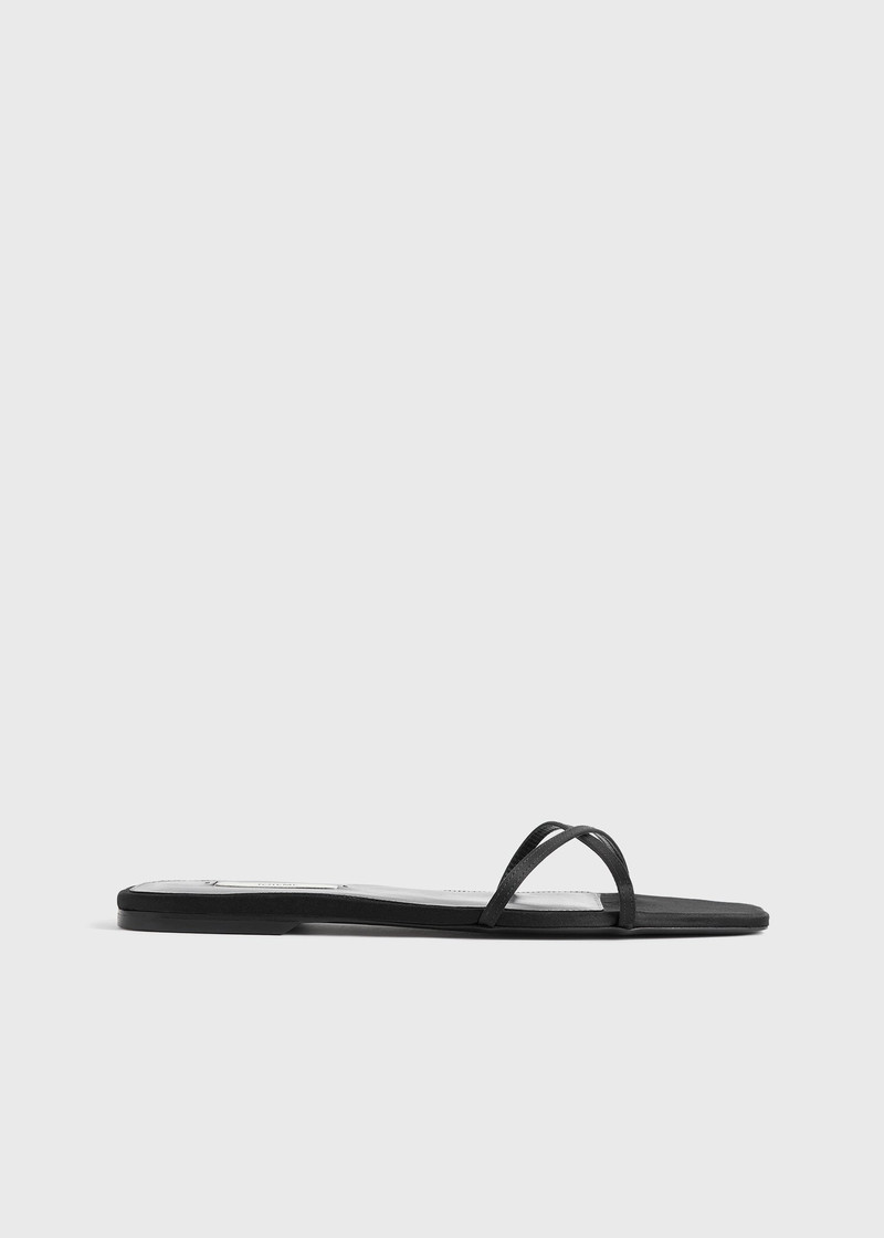 Satin crossover slides black 1
