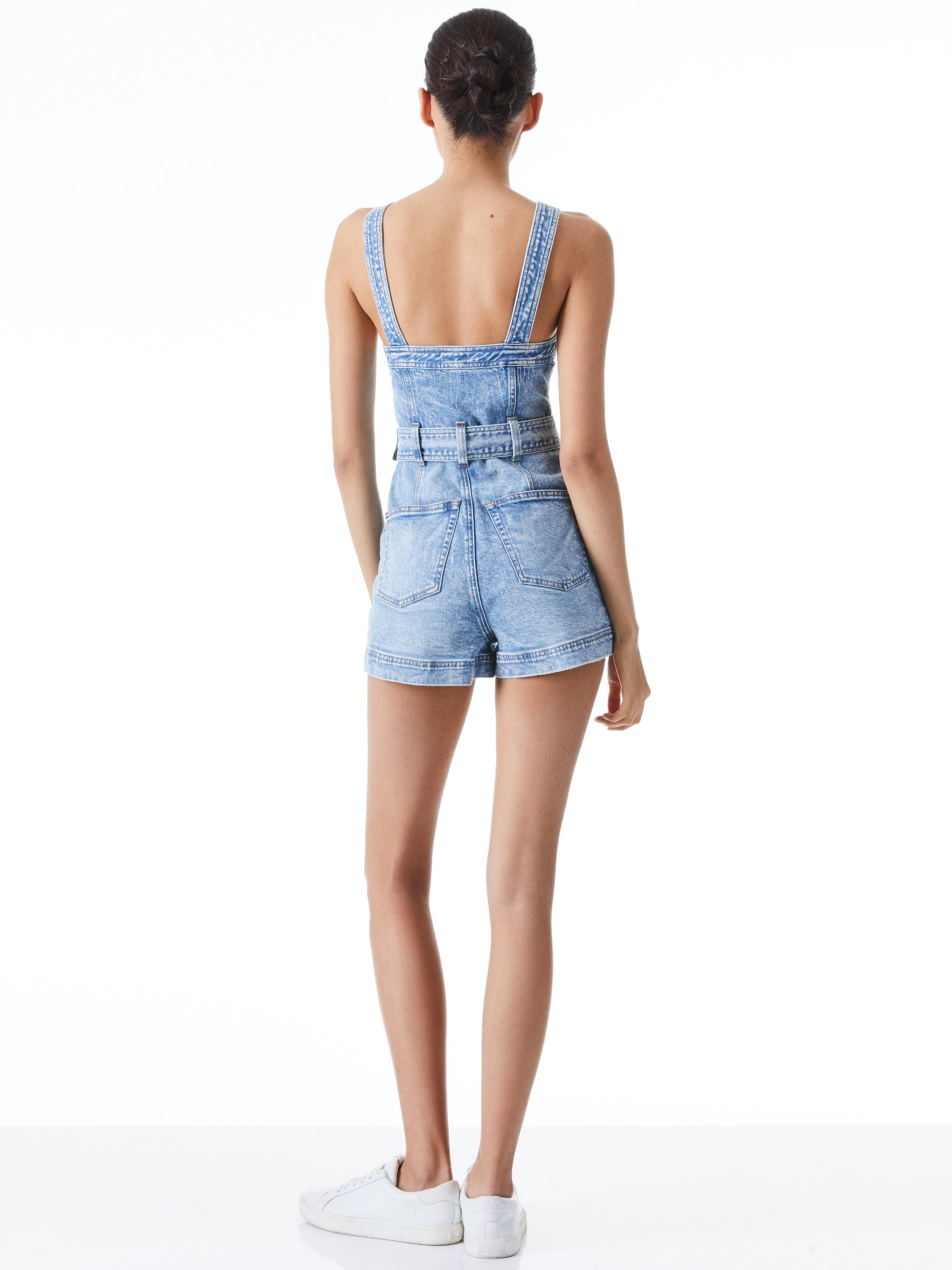 KEI SWEETHEART NECKLINE DENIM ROMPER - 3