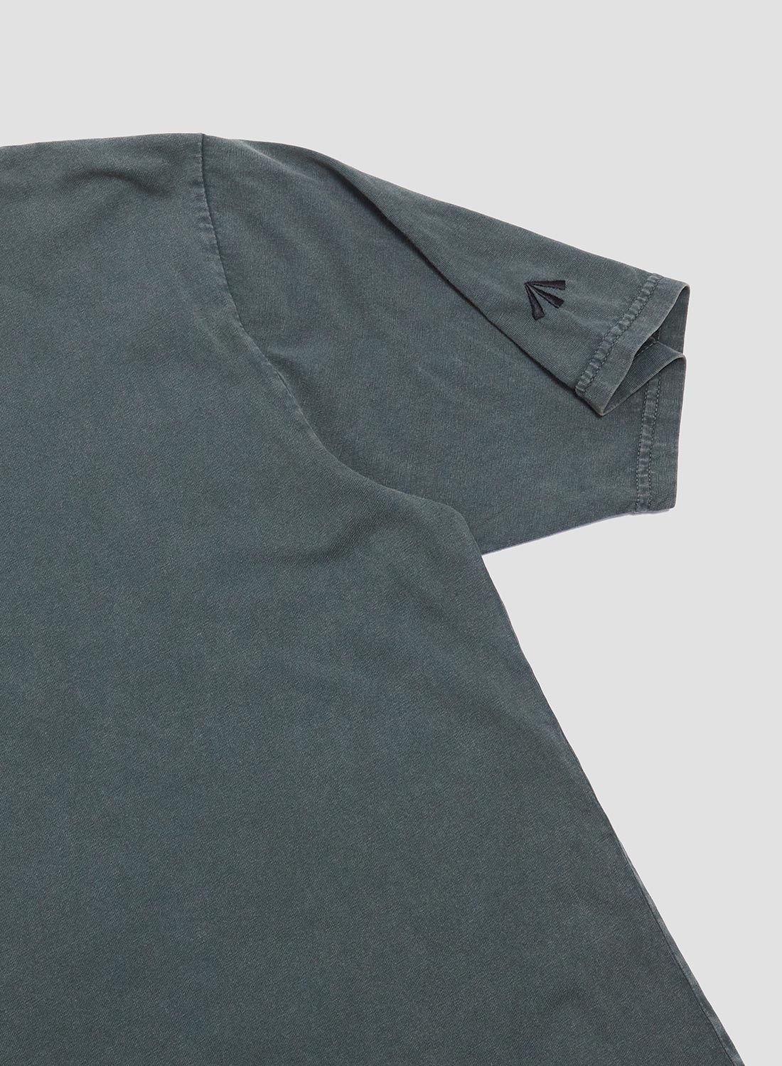 Embroidered Relaxed Fit Tee in Stone Wash Green - 2
