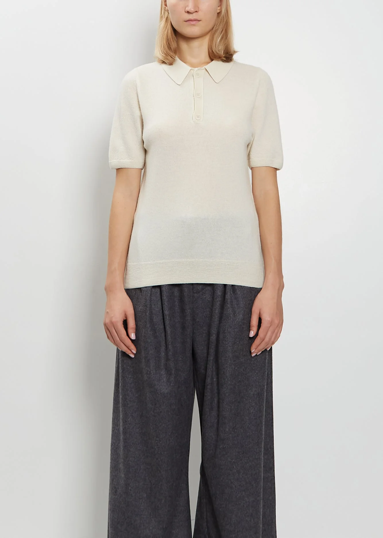 Josh Felted Cashmere Polo — Natural - 1