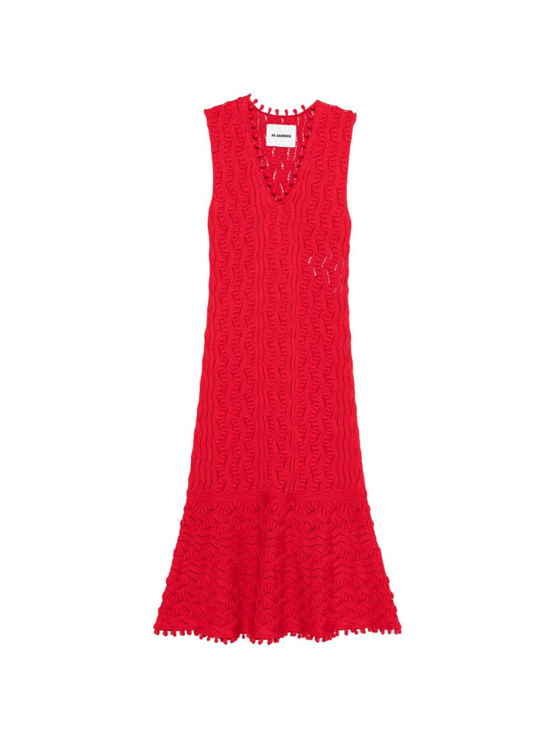 pom-pom V-neck midi dress 1