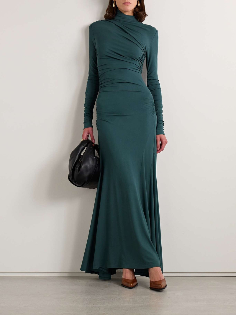 TOVE Africa ruched stretch-jersey turtleneck maxi dress outlook