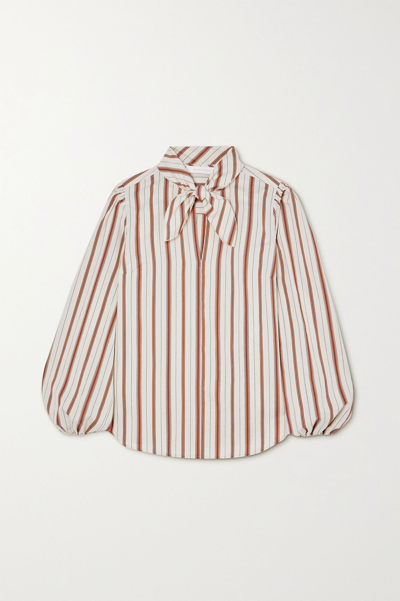 Pussy-bow striped crepe blouse - 1