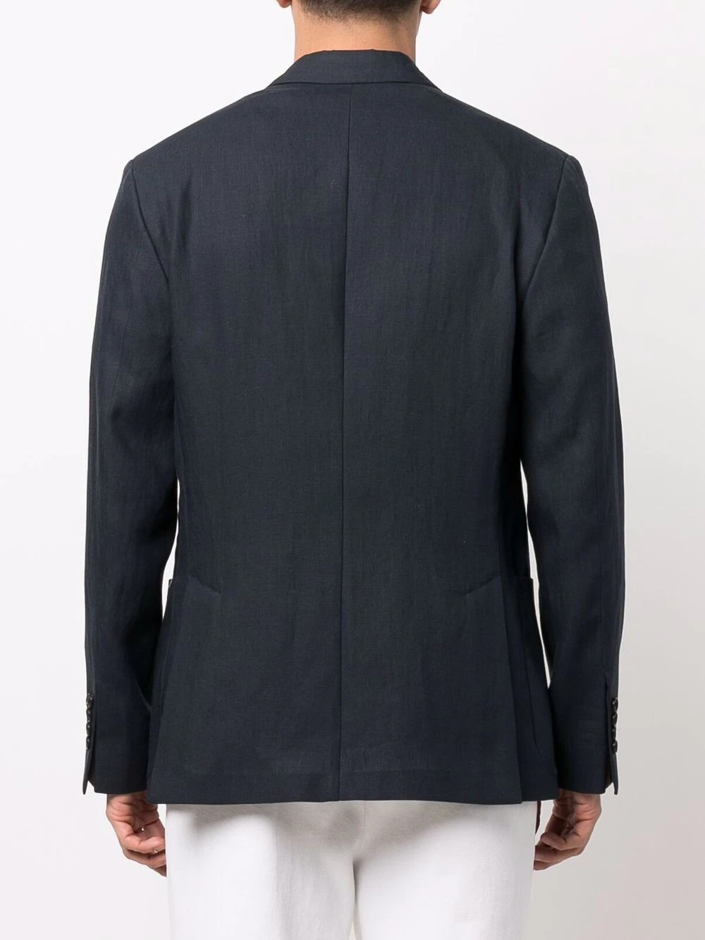 single-breasted linen blazer - 4