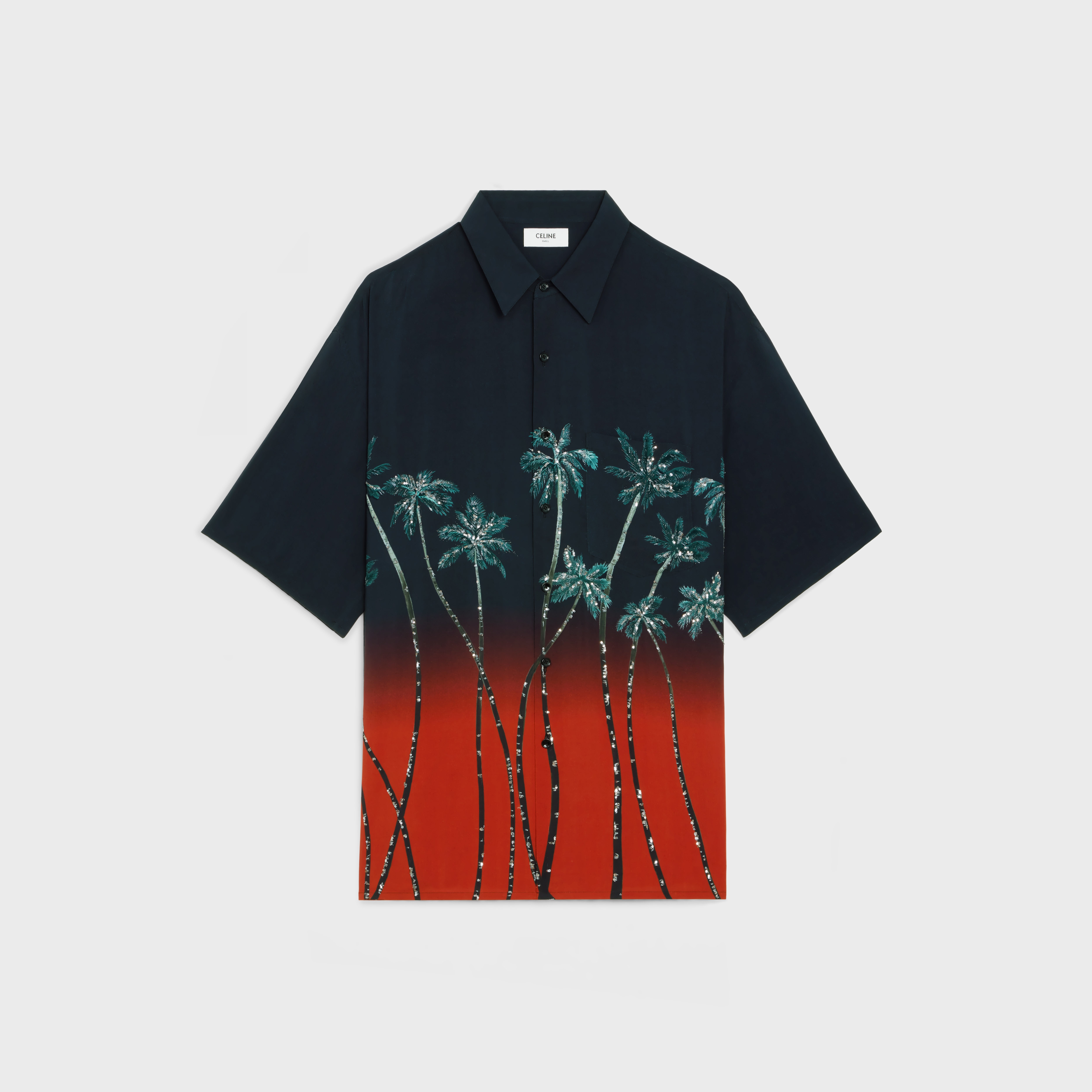 OVERSIZED EMBROIDERED SHIRT IN PRINTED VISCOSE - 1