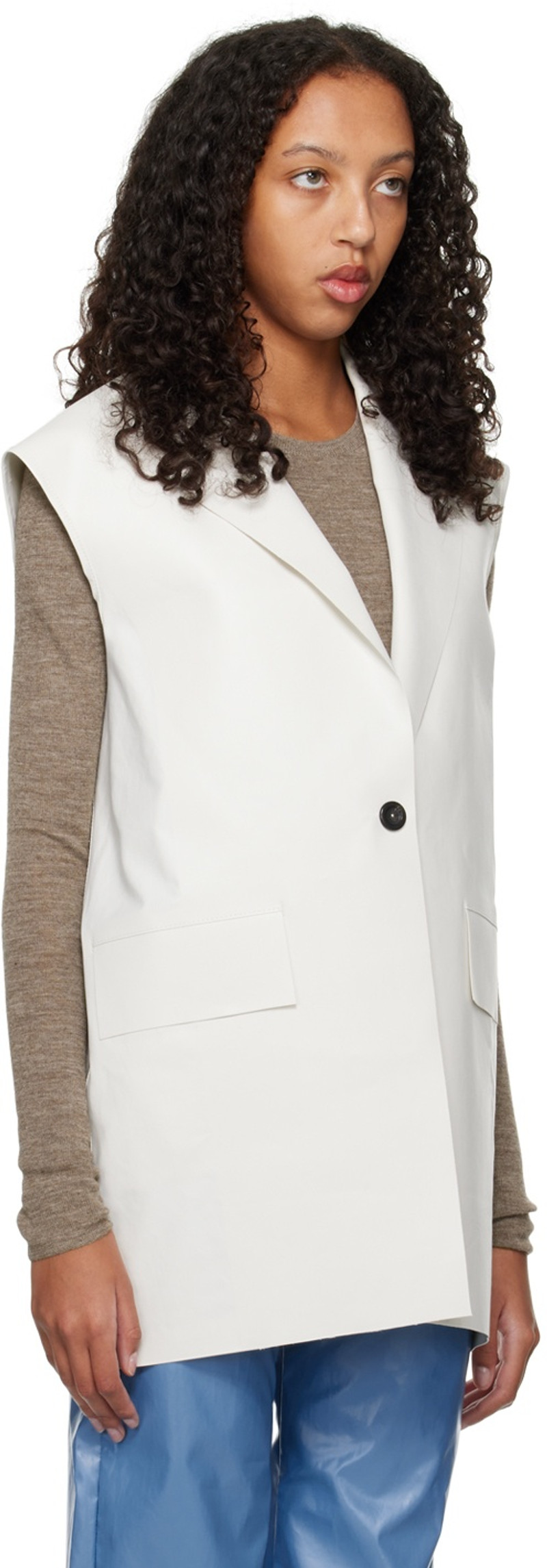 KASSL Editions White Sleeveless Blazer outlook