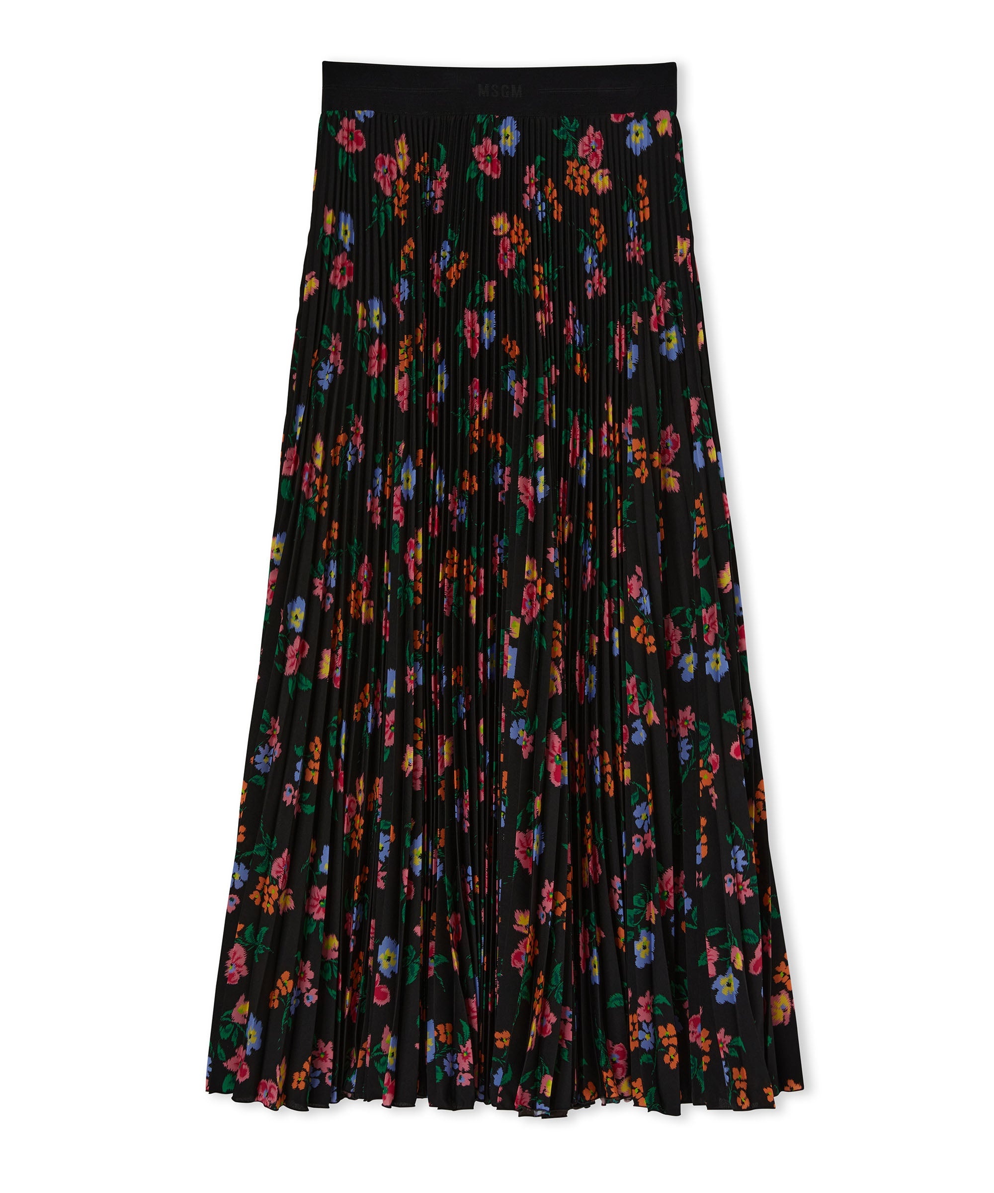 Pleated midi skirt with "fresh bouquet techno" print - 2