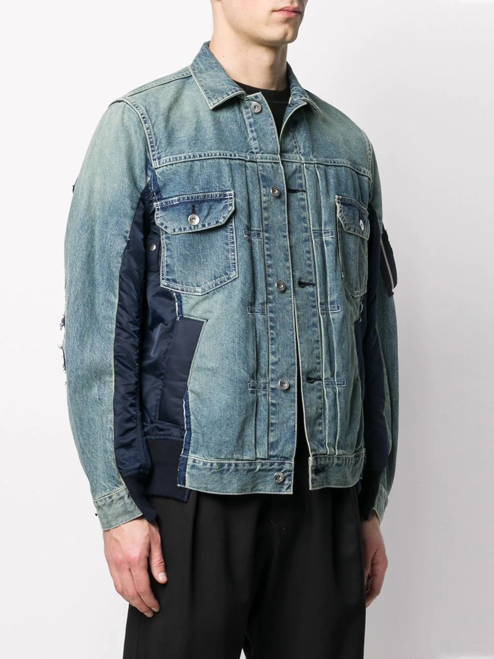 panelled denim jacket - 3