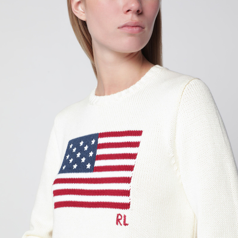Tommy Hilfiger cream sweater with flag motif 4