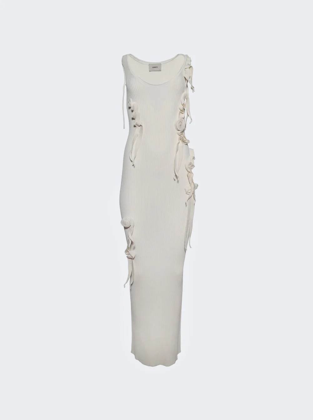Knitted Ribbon Long Tank Dress White - 1
