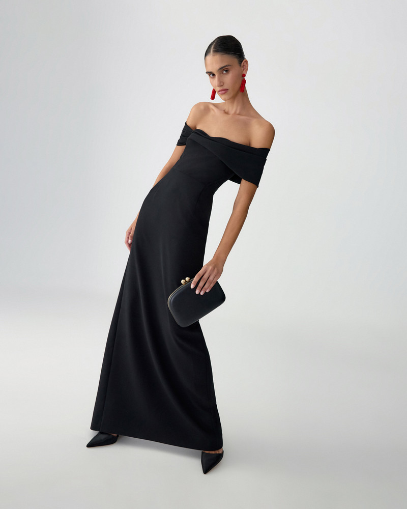 Draped Off-Shoulder Column Gown 4