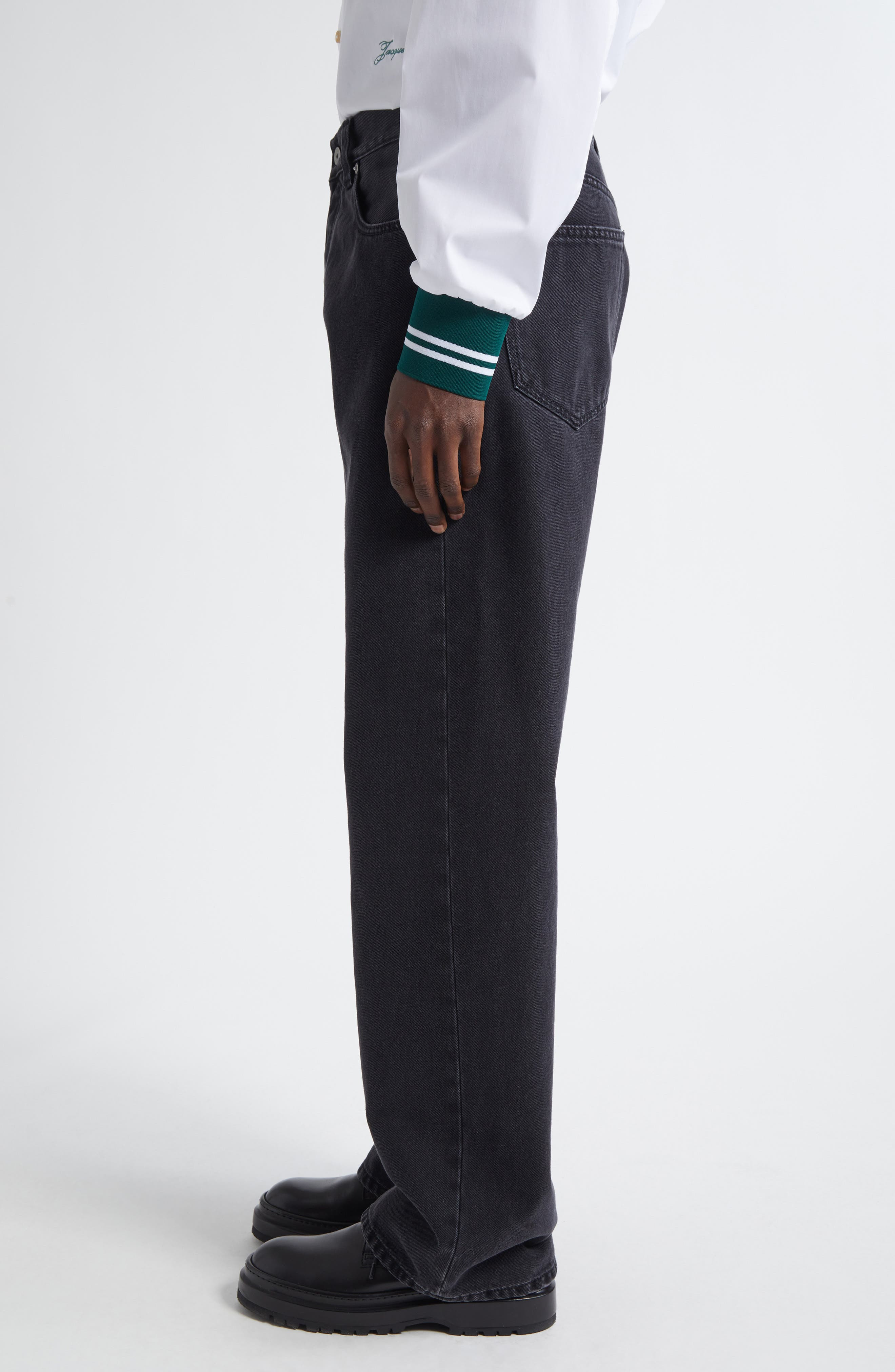 Jacquemus Le de-Nîmes Droit Straight Leg Jeans in Black at Nordstrom - 4