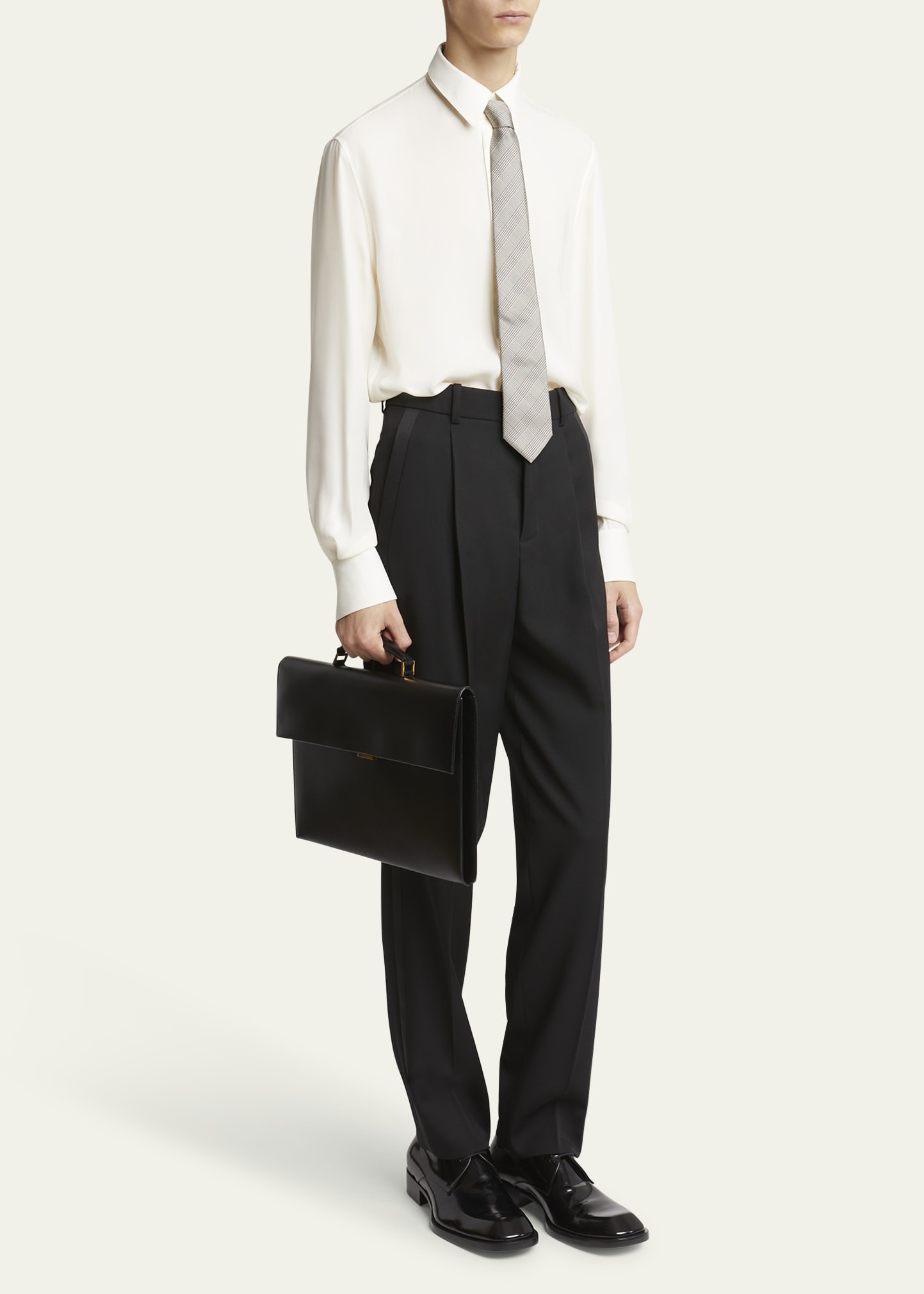 Men's Smooth Leather Briefcase - 5