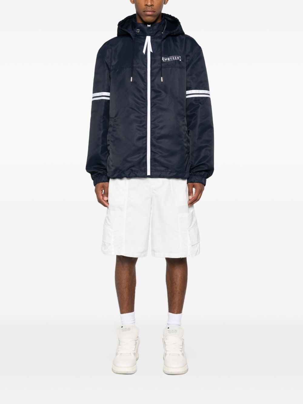 hooded stripe-detail jacket - 2