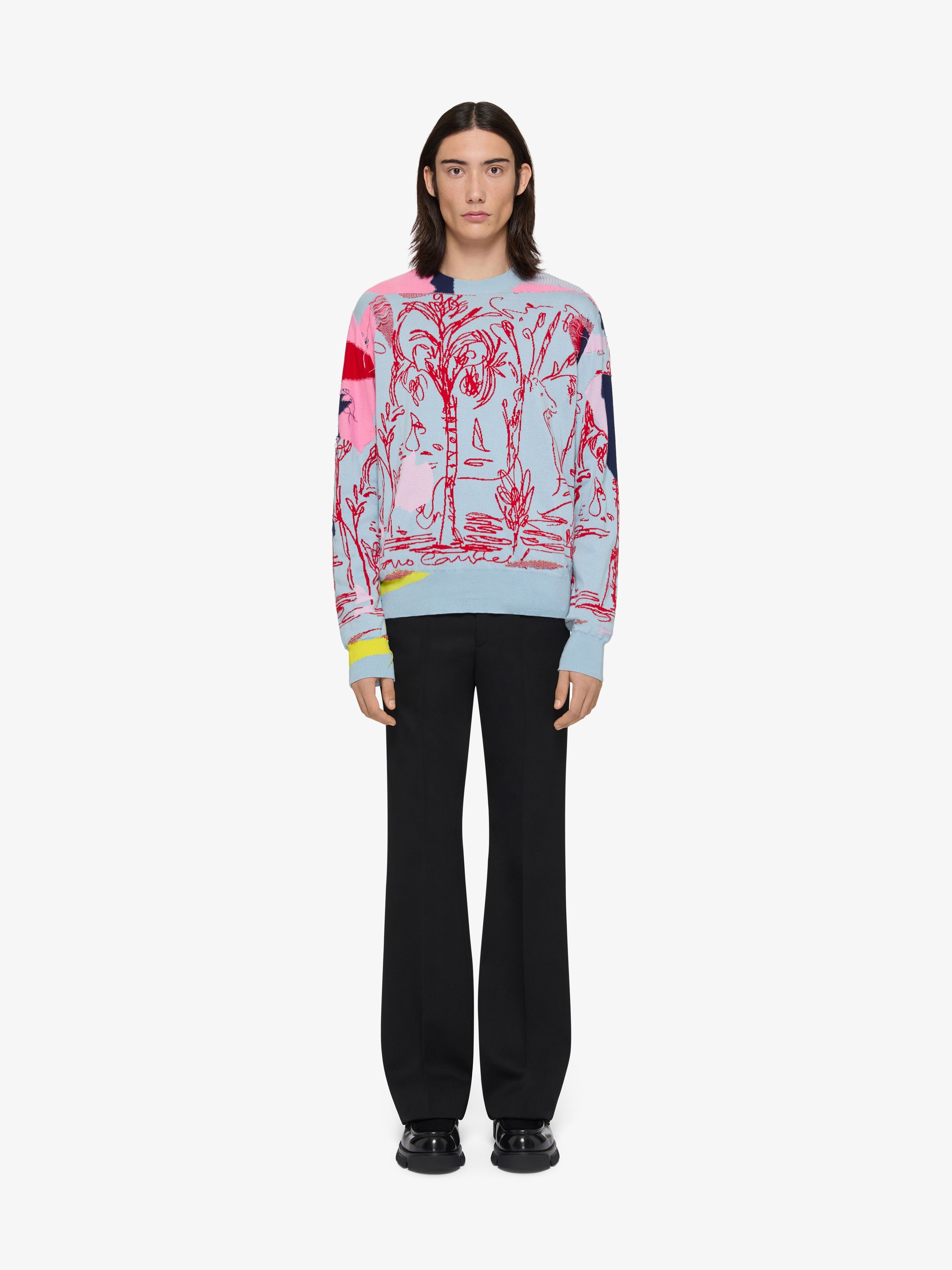 SWEATER IN COTTON WITH MULTICOLOR JACQUARD - 2