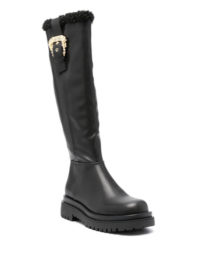VERSACE JEANS COUTURE Baroque-buckle faux-leather boots outlook