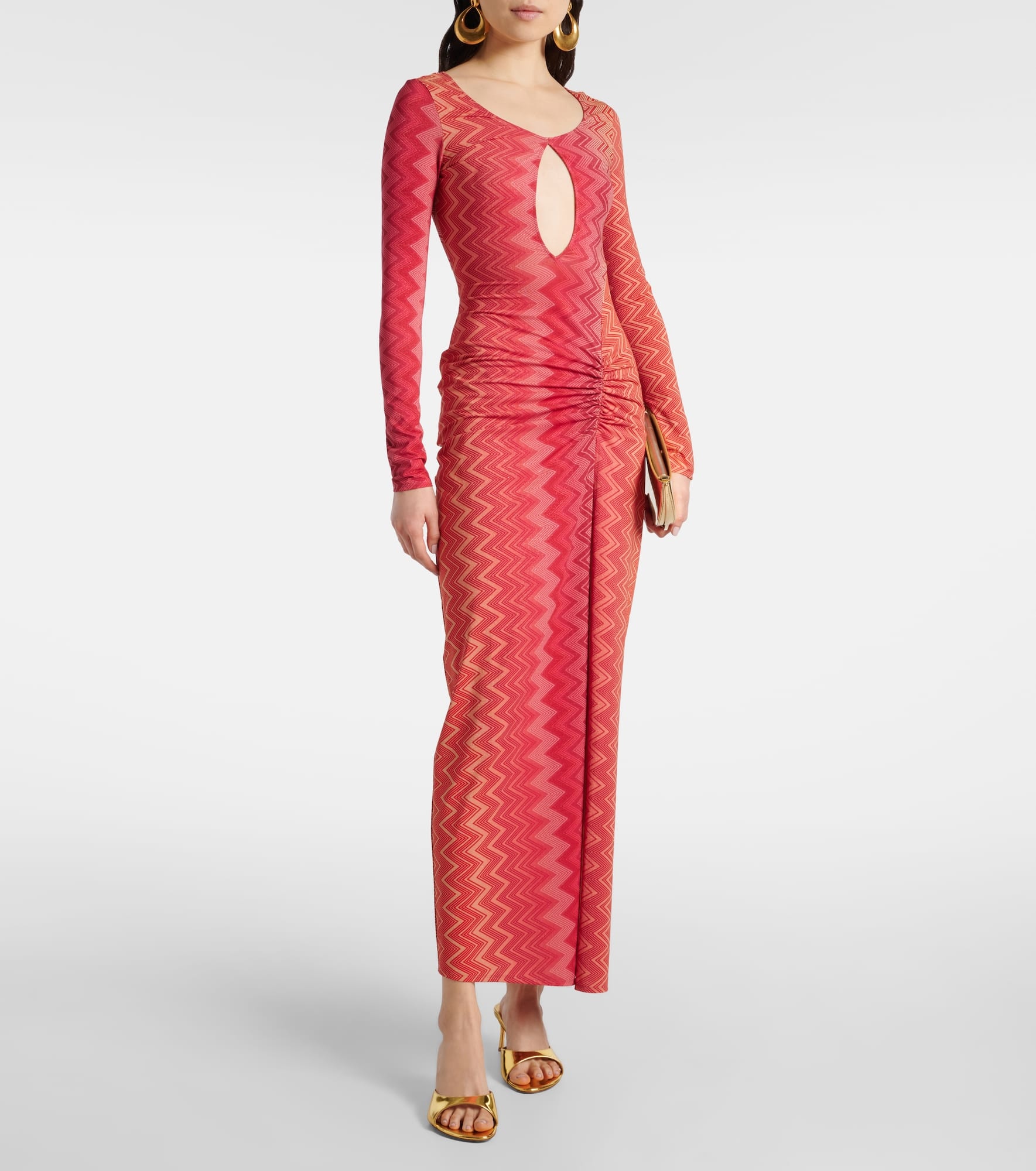 Chevron lamé midi dress - 2