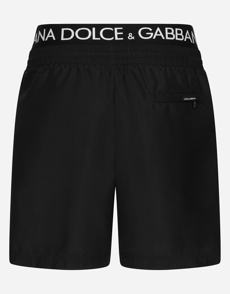 Mid-length swim trunks with branded band - 2
