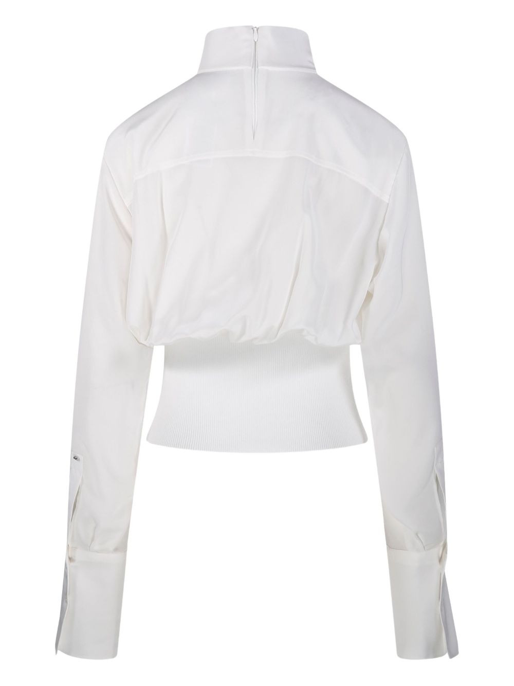 high-neck ribbed-waist top - 2