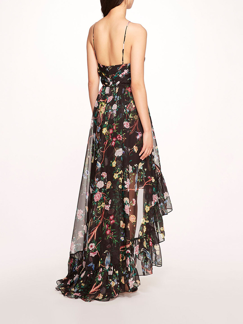 Marchesa FLOWERING HALTER HIGH-LOW GOWN outlook