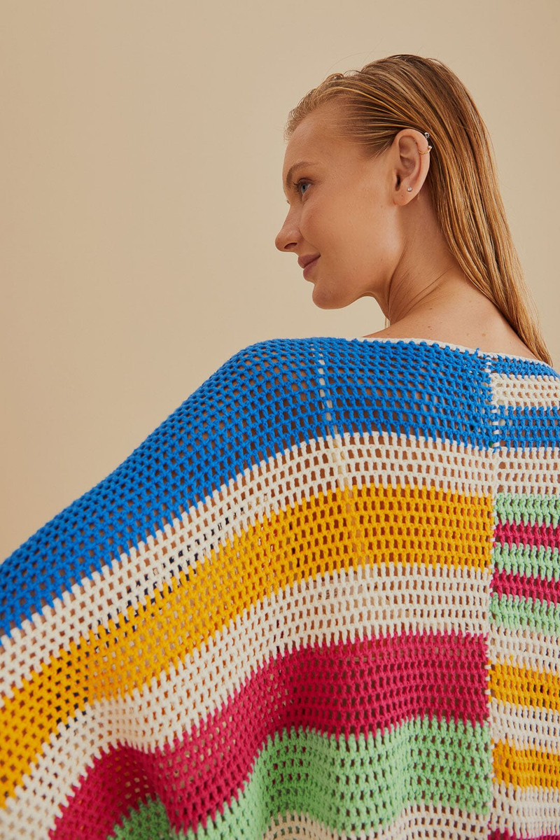 Mixed Stripes Crochet Kimono 3