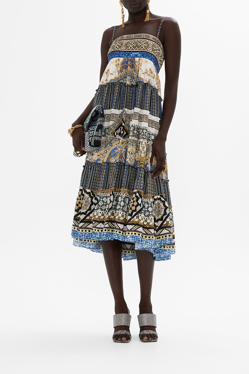 SHIRRED WAIST TIERED CIRCLE SKIRT - 8