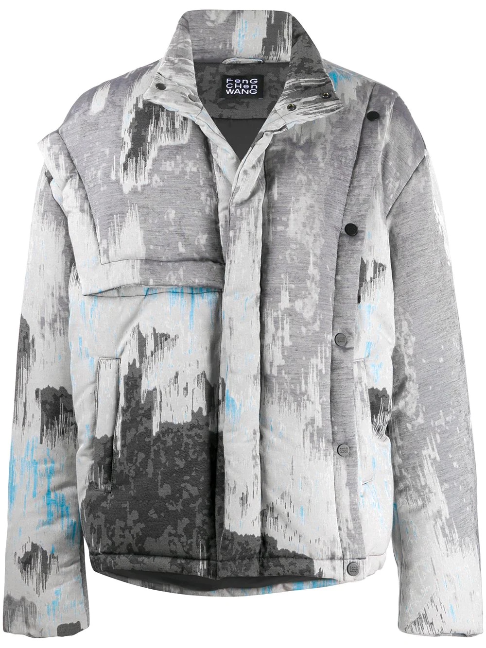 abstract print padded jacket - 1