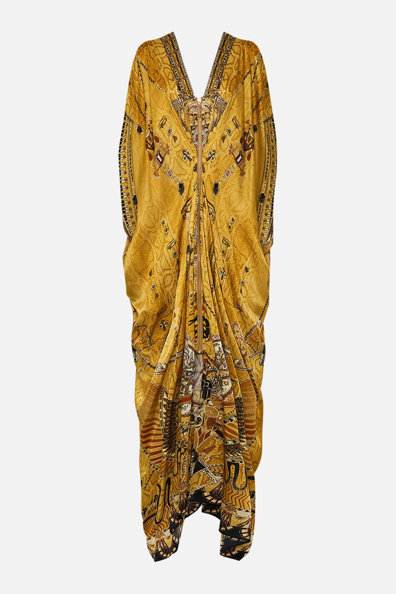 LONG DRAPE DRESS WITH ZIP FRONT - 1