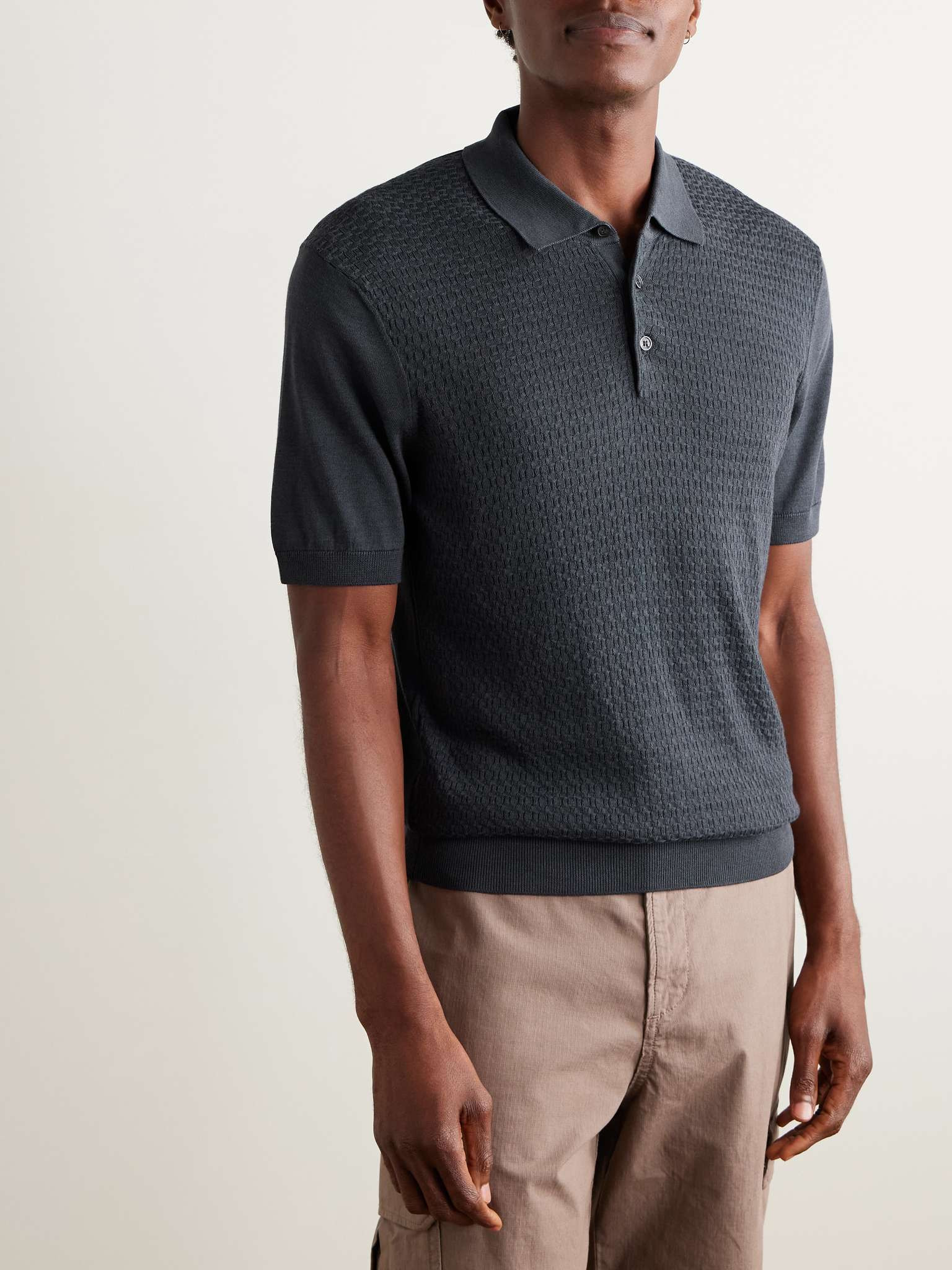 Burnham Slim-Fit Silk and Cotton-Blend Polo Shirt - 3