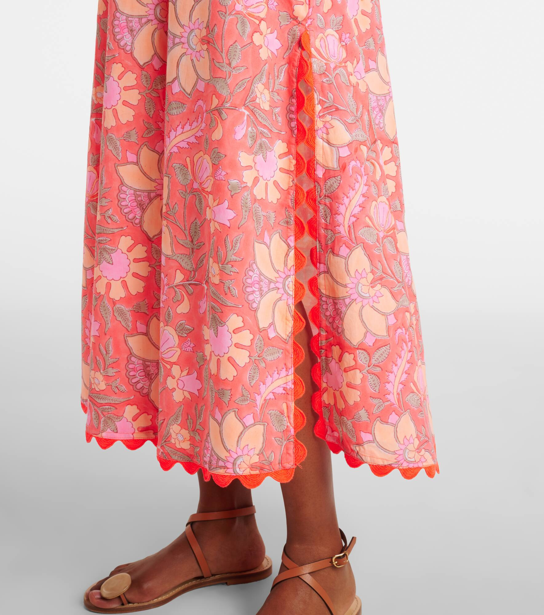 Floral scalloped cotton slip dress - 5